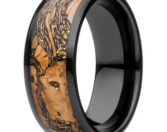 Natural Cork Inlay Wedding Band,8mm Black Ring,Men's Wedding Band,Women's Wedding Ring,Black Tungsten Band,Comfort Fit,Engagement Ring
