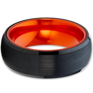 Men's Tungsten Wedding Ring,orange Tungsten Wedding Ring,anniversary ...