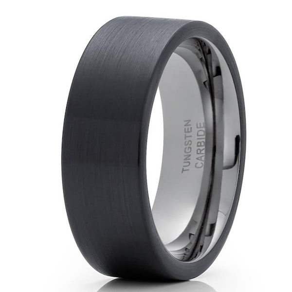 Gunmetal Wolfram Ehering, Wolframcarbid,Verlobungsring,Schwarz Wolfram Ehering,Männer & Frauen Ring