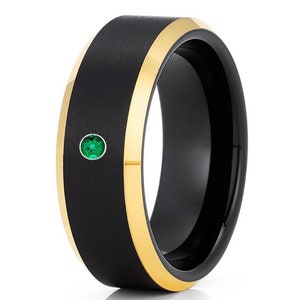 Black Tungsten Wedding Ring,Black Tungsten Wedding Ring,18K Yellow Gold,Tungsten Carbide Ring,Anniversary Ring,Engagement Ring,Matte Finish
