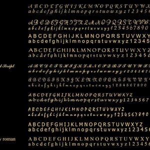 May include: A chart showing different font styles with the names of the fonts listed on the left side of the image. The fonts are: Adorable, Adore, Arial, Ceasar, Commercial Script, French Script, Lucida, Mistral, Tahoma, and Times New Roman. Each font style is shown in uppercase and lowercase letters, as well as numbers.