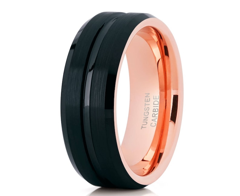 Men's Wedding Band Rose Gold Tungsten Ring 18k Men & | Etsy