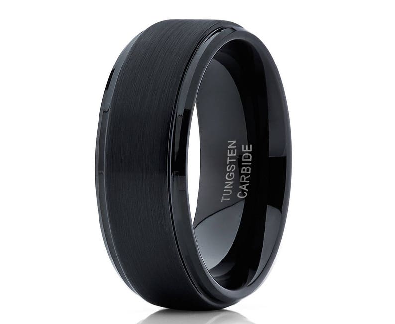Tungsten Wedding Band Men & Women Black Tungsten Wedding Band Etsy