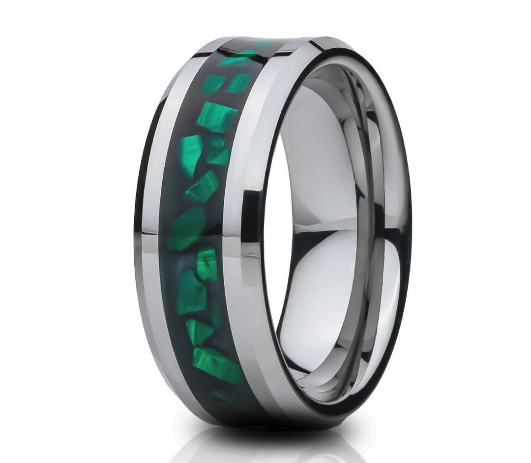 Green Abalone Wedding Ring,8mm Wedding Ring,wedding Ring,wedding Band