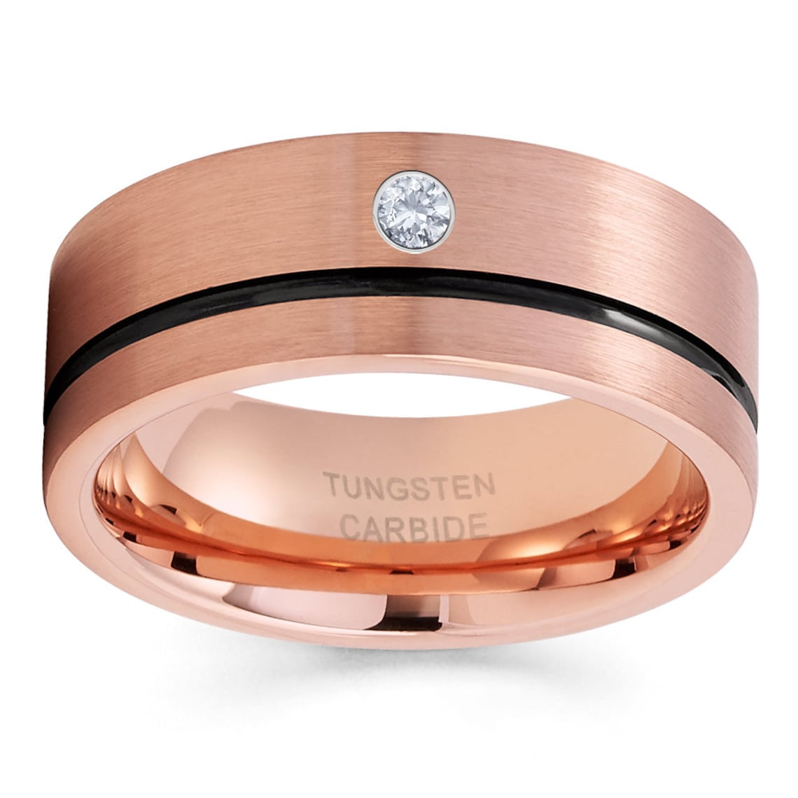 Mens Tungsten Wedding Band 8mm Rose Gold Tungten Rose Gold | Etsy