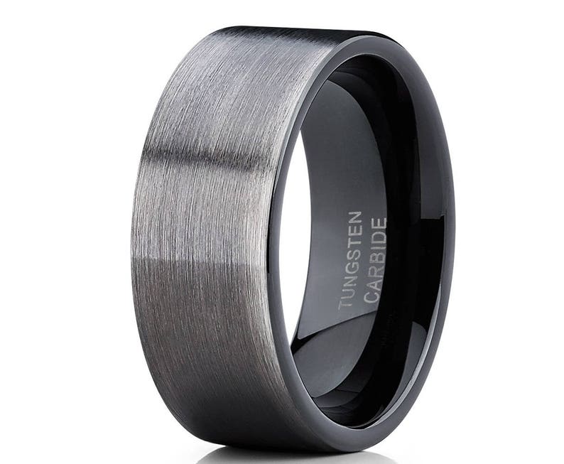 Gunmetal Tungsten Wedding Bandgunmetal Tungsten Ringmen Etsy