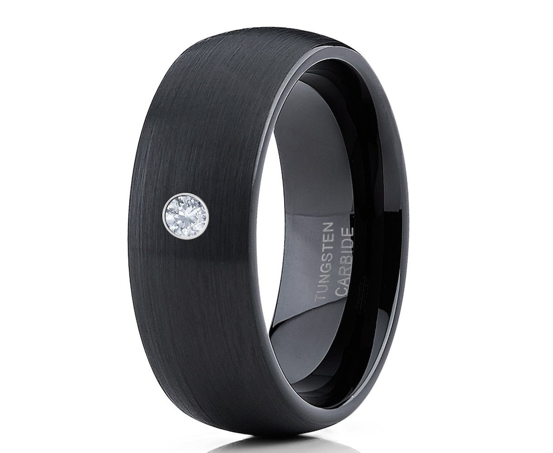 Black Tungsten Wedding BandBlack Tungsten RingAnniversary image 1