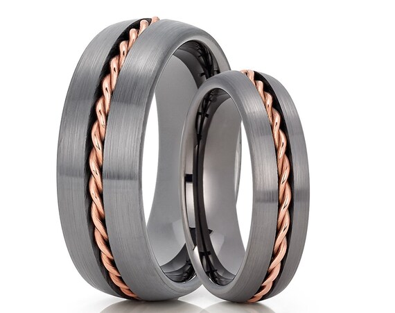 Gunmetal Tungsten Wedding Rings matching Wedding Bands tungsten