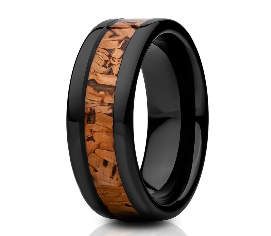 Cork Wedding Ring,tungsten Wedding Ring,black Wedding Ring,tungsten ...
