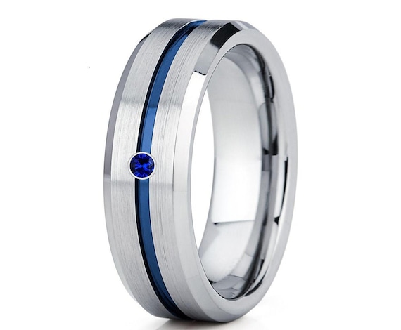 Ring Blue Shapphire color Stainless steel Stainless Steel Eternity 3 mm Ruby & Blue Sapphire Color  main image 4