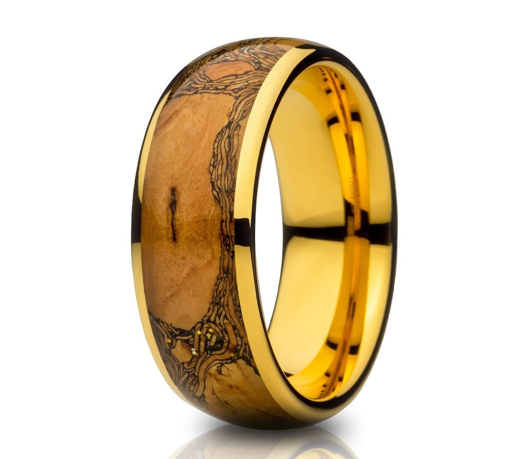 Cork Wedding Ring,yellow Gold Tungsten Ring,anniversary Ring,engagement ...