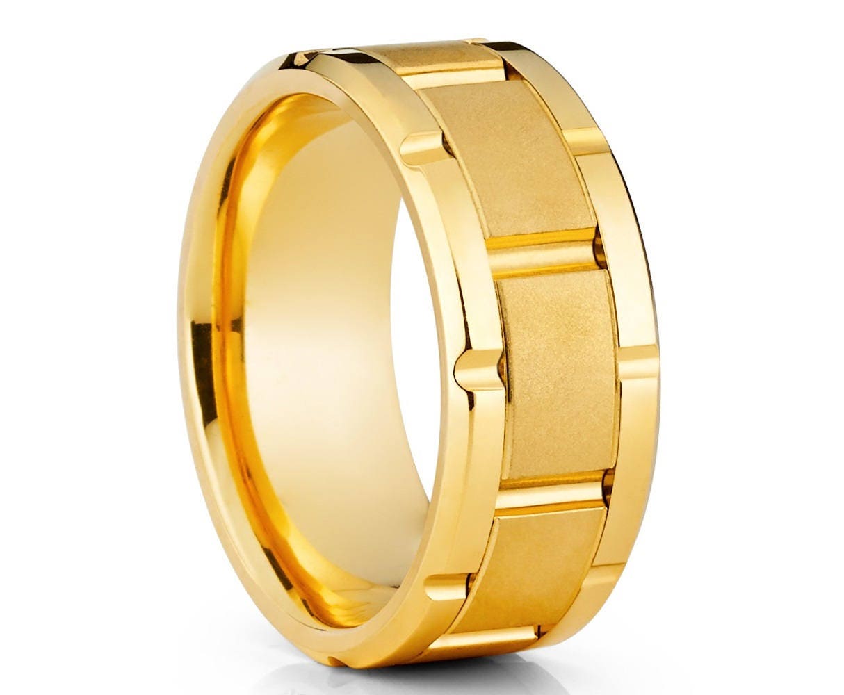 14k Yellow Gold Wedding Band Men's Wedding Ring Engagement | Etsy