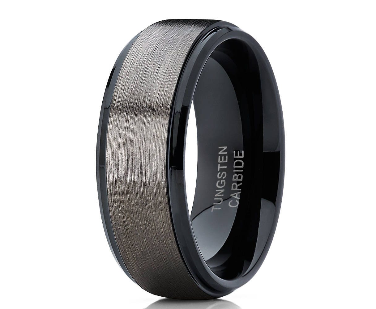 Tungsten Wedding Band GUNMETAL Tungsten Wedding Ring Men