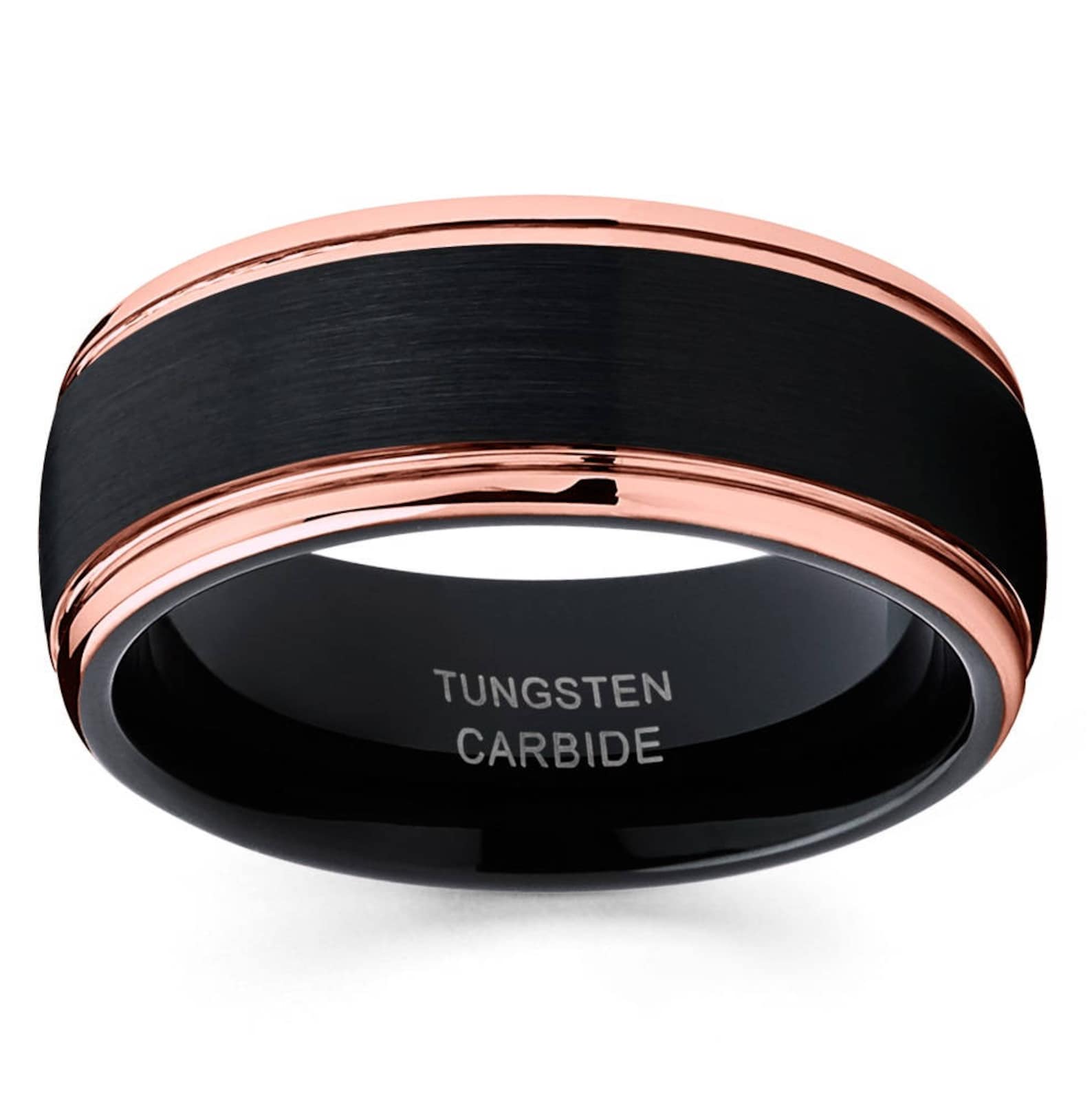 Black Tungsten Ring Rose Gold Tungsten Ring Rose Gold Etsy