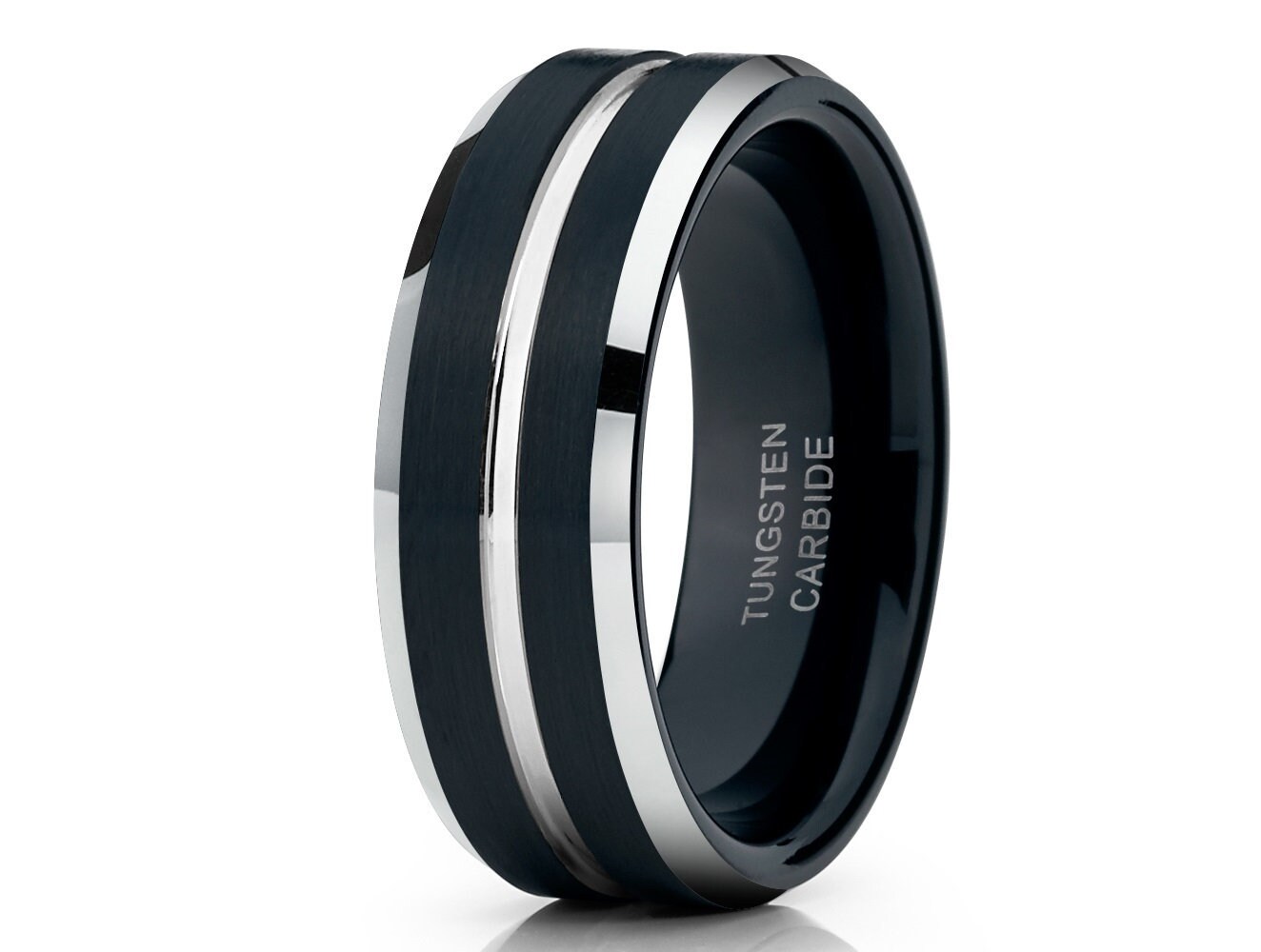 NUNCAD Black Matte Tungsten Carbide Ring – 8mm Comfort Fit Wedding Band For Men & Women