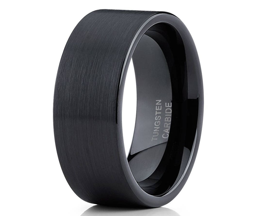 Tungsten Wedding Band Black Tungsten Ring Tungsten Carbide - Etsy