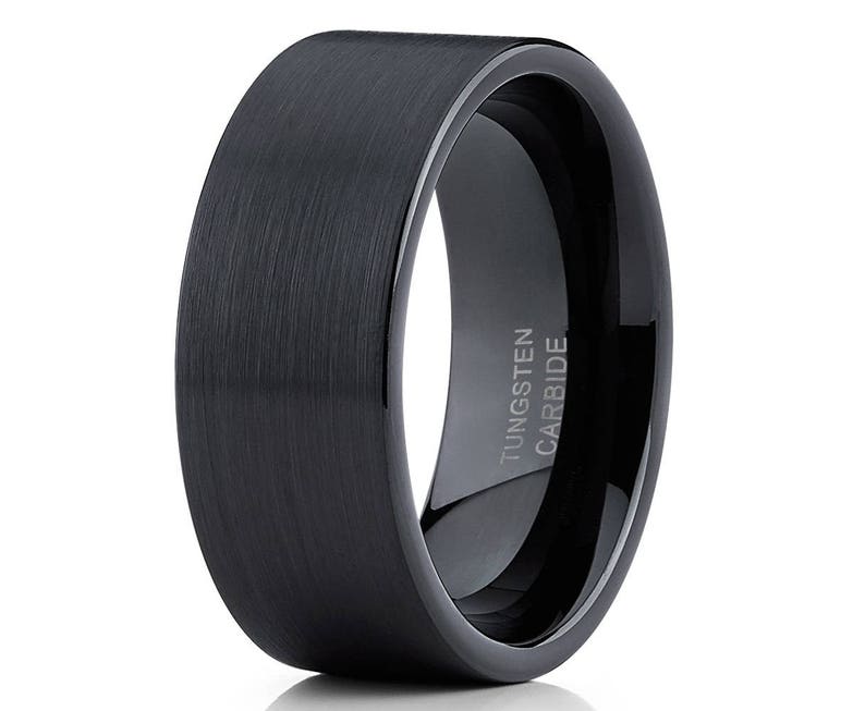 Mens Black Tungsten Ring Black Tungsten Wedding Ring - Etsy