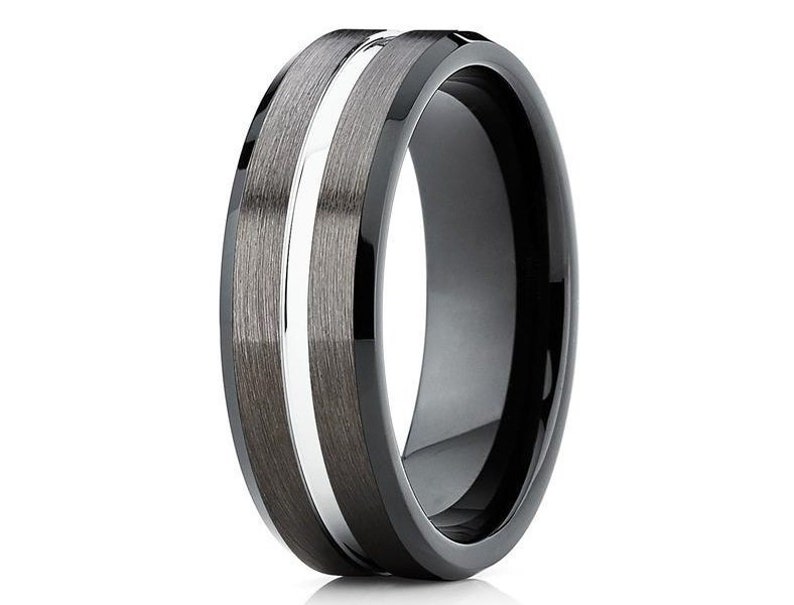 gunmetal tungsten carbide rings