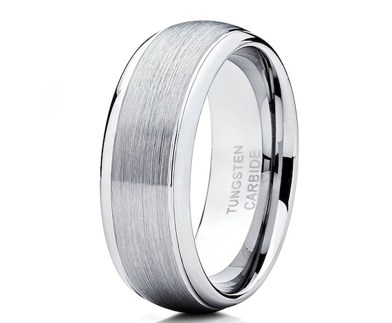 Silver Tungsten Wedding Band,Men's Wedding Band,Women's Wedding Ring,Anniversary Ring,Double Groove Design,Comfort Fit Ring,Scratch Proof