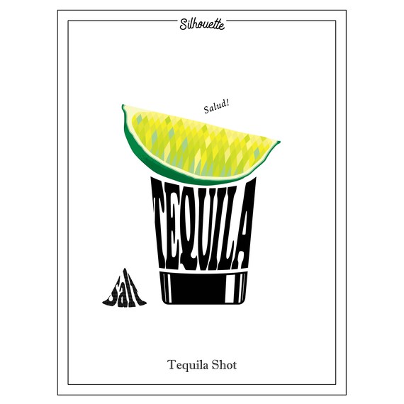 Cocktail Tequila Shot Digital Clip Art lime silhouette | Etsy