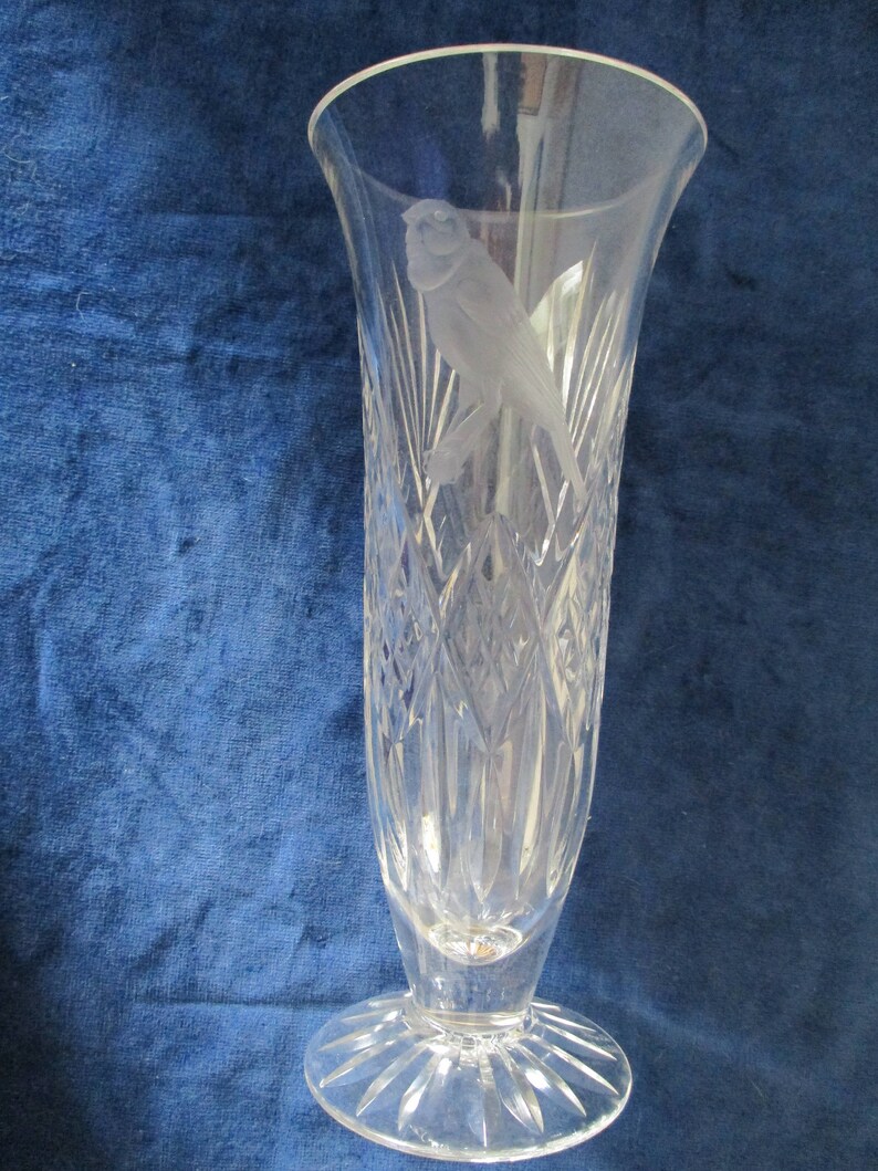 Exquisite Royal Brierley Cut Crystal Vase with etched Etsy