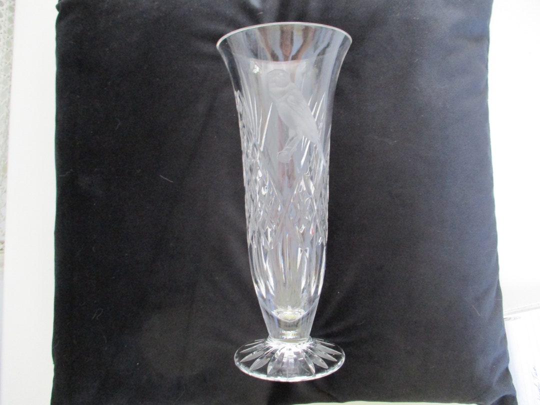 Vintage Royal Brierley Cut Crystal Vase With Etched Etsy