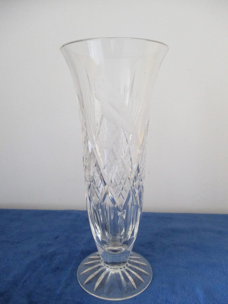 Exquisite Royal Brierley Cut Crystal Vase with etched Etsy