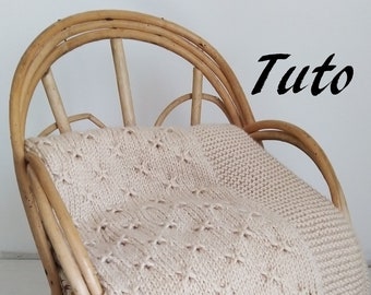 Patron tuto modèle français couverture bébé tricot