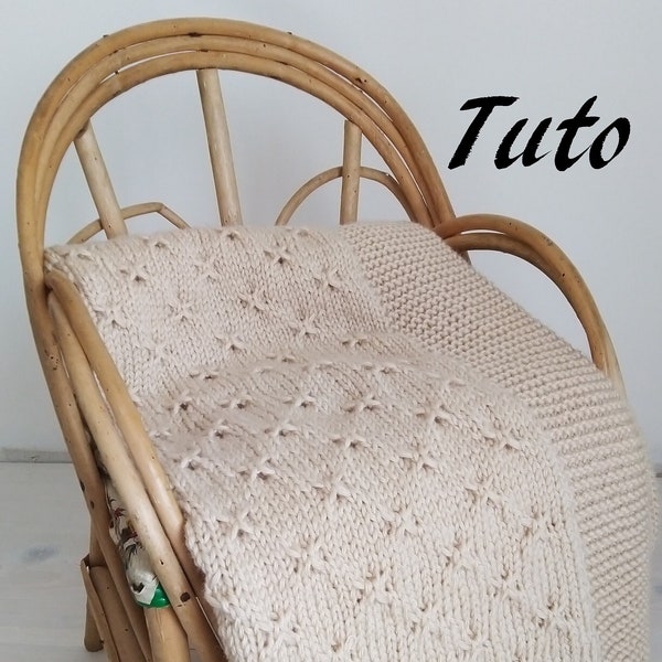 Patron tuto modèle français couverture bébé tricot