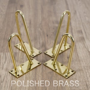 Brass table legs, Brass hairpin legs, brass,brass legs, cabinet legs, gold hairpin legs, Set(4), Height= 6,5&quot; ( 16,5 cm ) Next Day Shipping