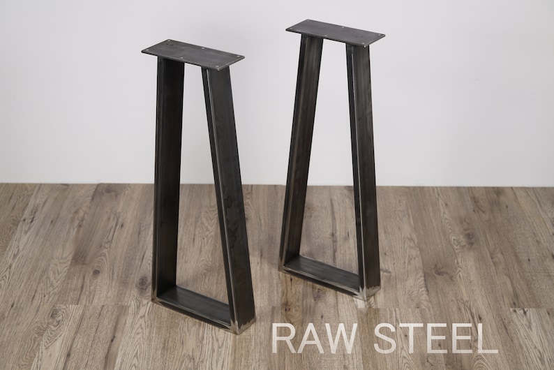 sofa table legs, metal trapezoid console legs, entryway console legs, modern bar height legs, clear coated metal legs, contemporary console legs,
