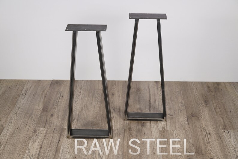 sofa table legs, metal trapezoid console legs, entryway console legs, modern bar height legs, clear coated metal legs, contemporary console legs,