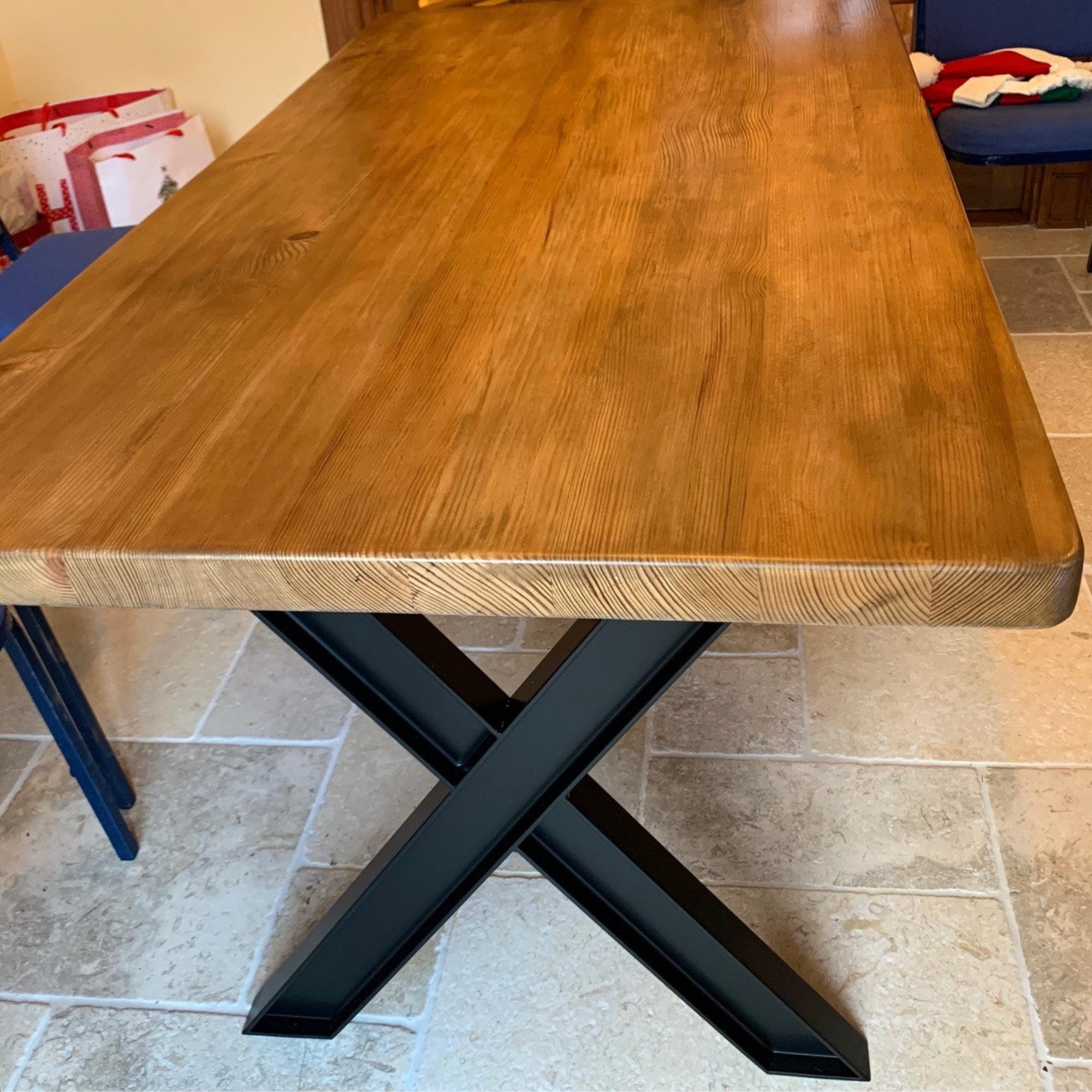 Industrial X Table Legs, I-Beam Steel Table Base, Heavy Duty