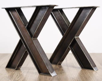 Industrielle Stahl-Kaffeetischbeine, Metall Tischbeine Loft Stil, X-Beine, Tischgestell aus Stahl, Schreibtische Beine Set (2 stuks)