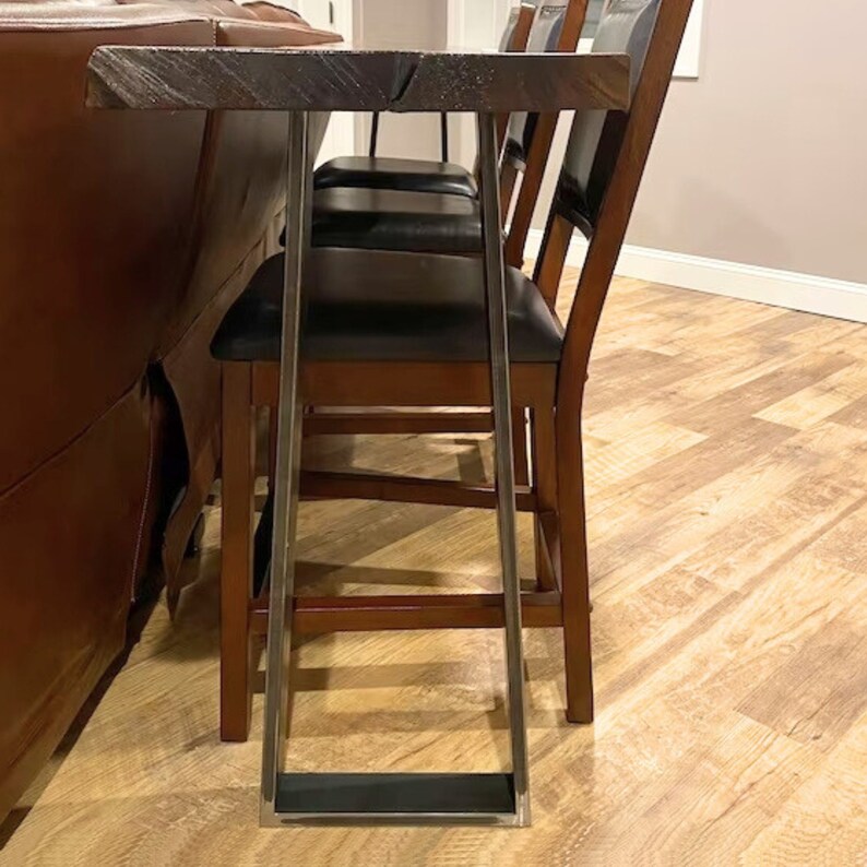sofa table legs, metal trapezoid console legs, entryway console legs, modern bar height legs, clear coated metal legs, contemporary console legs,
