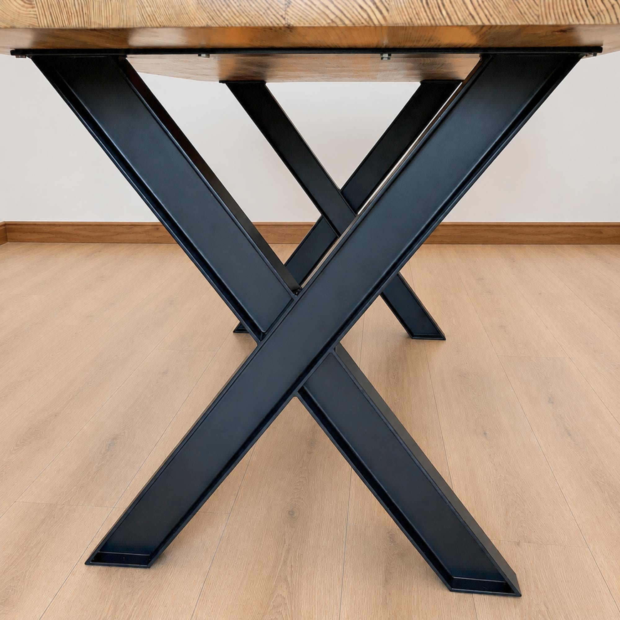 昭和物 鉄板 Industrial X Table Legs, I-Beam Steel Table Base, Heavy Duty
