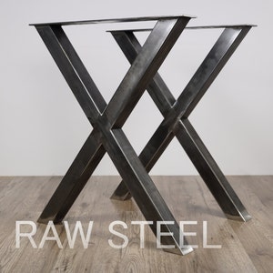Steel Table Legs, Industrial Look Desk Legs, Dining Table Legs, Furniture Legs, Steel X-shaped Legs, Kitchen Table legs,  Set of 2