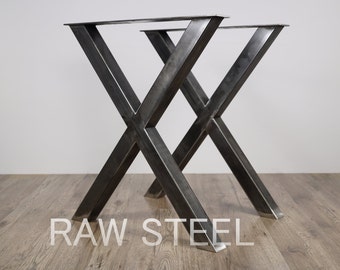 Steel Table Legs, Industrial Look Desk Legs, Dining Table Legs, Furniture Legs, Steel X-shaped Legs, Kitchen Table legs,  Set of 2