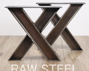 Gambe per tavolo in acciaio a forma di X, gambe per panca d'ingresso in acciaio, gambe per panca a forma di X, gambe per tavolino da caffè, gambe per tavolo a X, gambe per tavolo da pranzo, set da 2