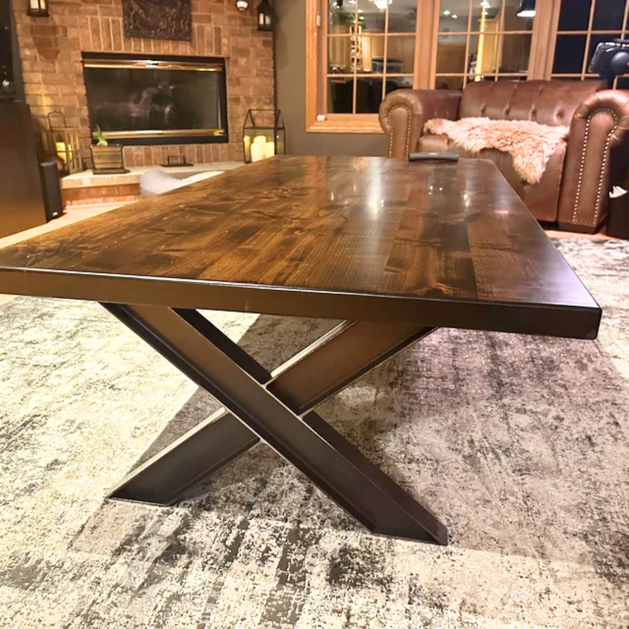 Industrial X Table Legs, I-Beam Steel Table Base, Heavy Duty