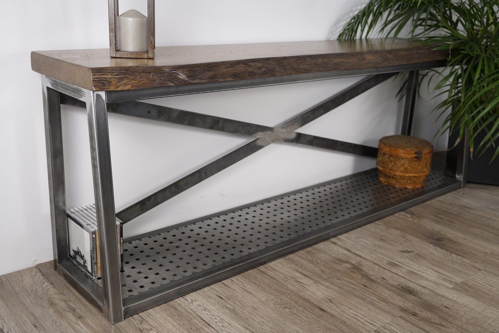 Rustic metal tv stand deals