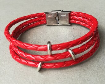 Bracelet cuir rouge