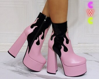 platform pink boots