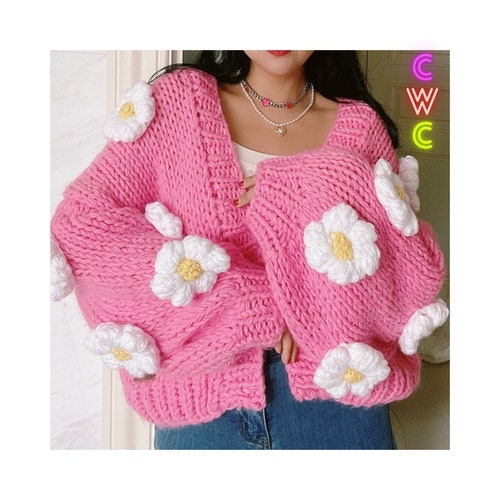 Cardigan Hand Knit Sweater - Etsy 