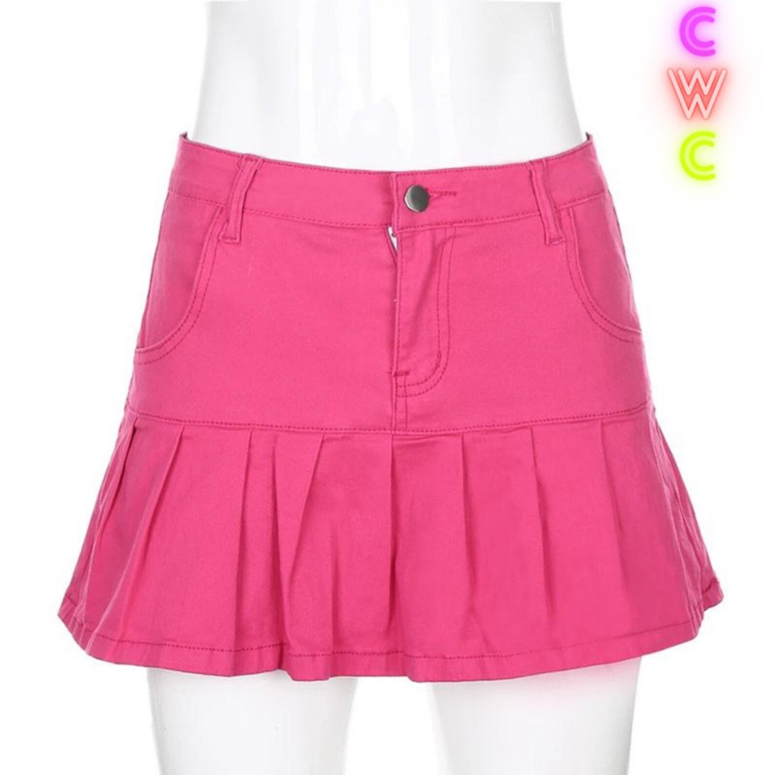 Y2K Pleated Mini Jean Skirt Shorts Underneath Button & Zip Etsy