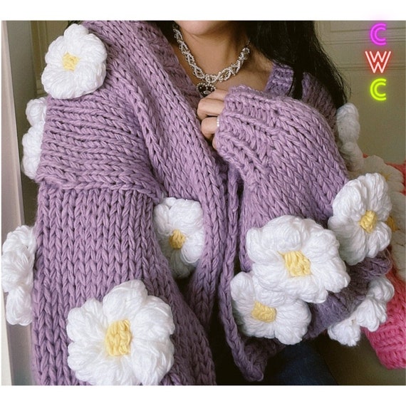 Cardigan Hand Knit Sweater - Etsy 