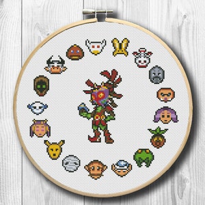 Skull Kid - Legend of Zelda - Majora&#39;s Mask - Funny Video Game Cross Stitch Pattern PDF Instant Download