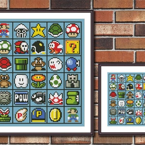 Super Mario - Funny Modern Cross Stitch Pattern PDF Instant Download - Set of 2 Cross Stitch Pattern  (2 size) - Video Game