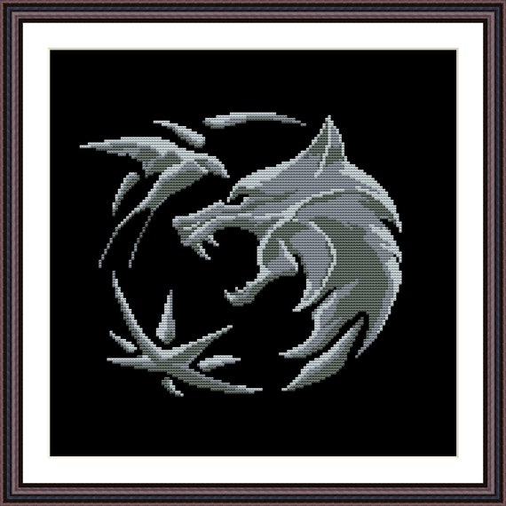 The Witcher Logo Modern Cross Stitch Pattern PDF Instant Download