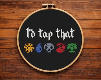 I'd Tap That - Game Mana Symbols - Funny Cross  Stitch Pattern PDF - Magic the Gathering